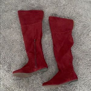 Burgundy Above Knee Boots